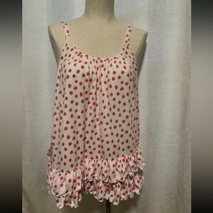 Oscar De La Renta Pink White Polka Dots Ladies Halter Sleeveless Top Sz Small